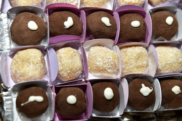 party table with chocolates brigadeiro chocolates