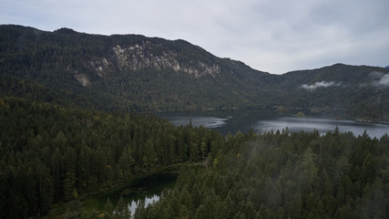 Cloudy german lake eibsee zugspitze