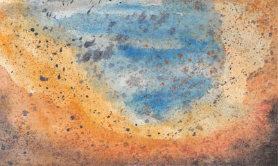 Orange blue sky sunset abstract watercolor texture background