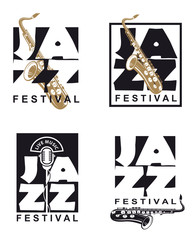 collection of jazz live music festival poster with saxophone