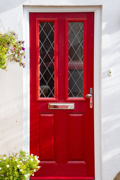 Traditional English house front door seen in a village