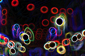 Wave & line colorful neon abstract art for design background & texture.
