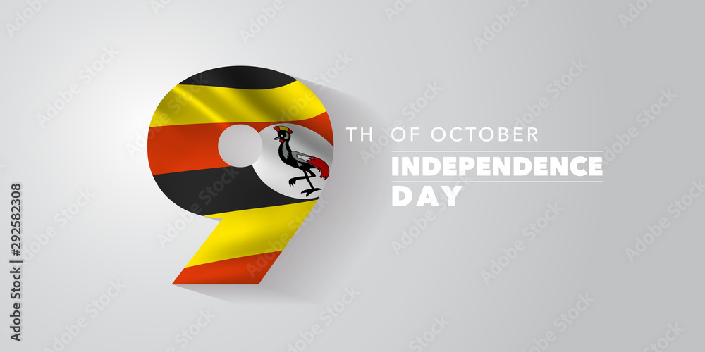 Wall mural uganda independence day greeting card, banner, vector illustration