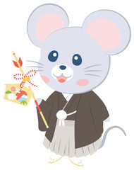 着物を着たネズミ　破魔矢