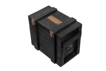 Wooden box isolated on white background.