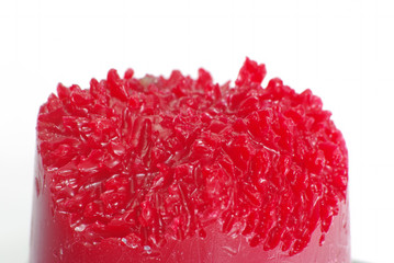 Close image of red wax in dentistry lab
