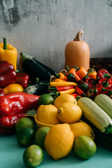 Composition with assorted raw organic vegetables. Detox diet