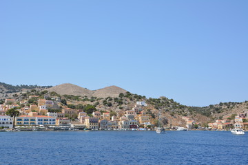 Fototapeta na wymiar Traditional colorful Greece series - beautiful Symi island (near Rhodes), Dodecanese, AEGEAN SEA, GREECE.