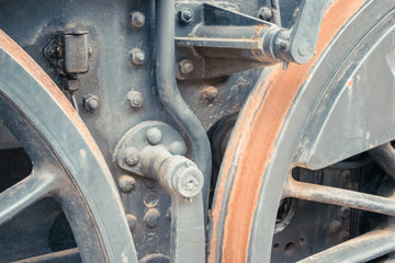 Industrial or transportation or steam punk vintage background with detail of old rusty steam...