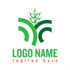 Green wheat agricultural logo