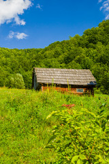 Hut in summer mountain