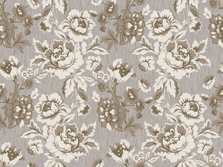 Seamless neutral coloured damask floral pattern