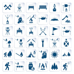 Fototapeta premium Set of travel and camping equipment icons