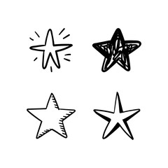 Star doodles collection. Set of hand drawn stars. Vector art illustration.