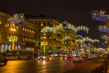 Fototapeta na wymiar Christmas decoration in St Petersburg, Russia