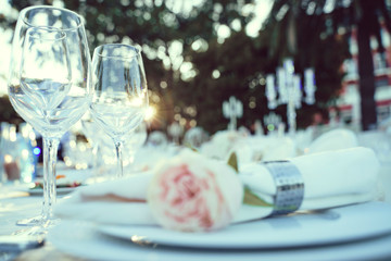 Table set for an event party or wedding