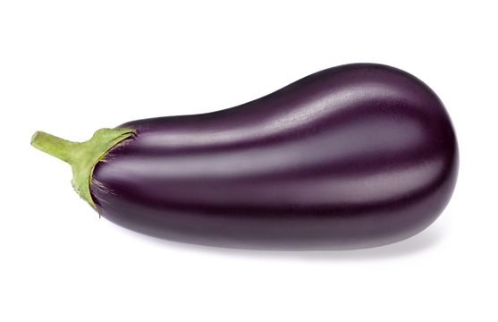single ripe eggplant isolated on white background