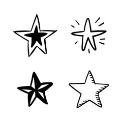 Obraz premium Star doodles collection. Set of hand drawn stars. Vector art illustration.