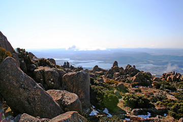 Looking down on Hobart from Mt. Wellington. Tasmania.