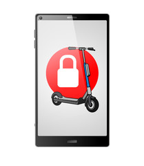 Smartphone mit E-Scooter und Schloss 04 - Farbschema 01