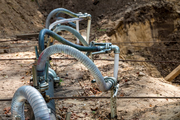 pumping station. groundwater drainage system pumps water out of the ground. dehydration gravel...