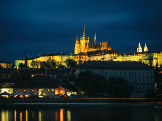 Fototapeta na wymiar Night time city scape in Prague