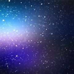 Winter night abstract background decorated snow. Xmas dark blue violet backdrop with magical flare. Iridescent shimmer pattern.