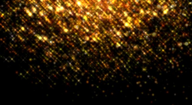 Impressive gold glitz blurry formless pattern on black background.