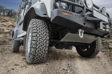 Fototapeta premium Off-road car on a mountain landscape