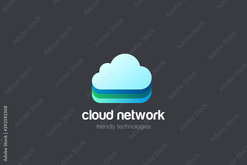 Poster cloud computing logo design vector template. data storage network technology logotype icon.