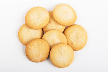Shortbread Cookies. Homemade cookies on a white background. Top view