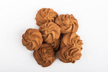 Shortbread Cookies. Homemade cookies on a white background. Top view
