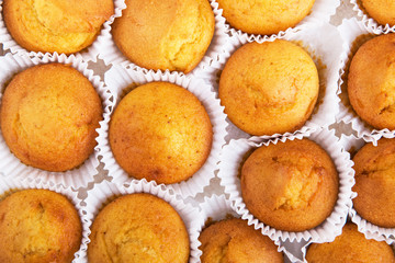 Cupcakes top view. DIY homemade cakes