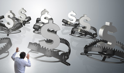 Businessman being trapped by dollar