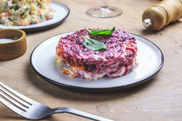 Assortment salad of Russian cuisine