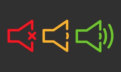 volume icons color set  on black background, vector