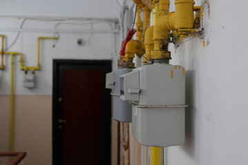 gas meters inside apartment building