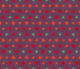 Vector abstract seamless pattern with stars of different colors. Textile background for package, cover, greeting cards.
