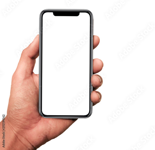Studio Shot Of Smartphone Iphonex With Blank White Screen For Infographic Global Business Plan Model Iphone 11 Pro Or Iphone X Max Wall Mural Hand Robot