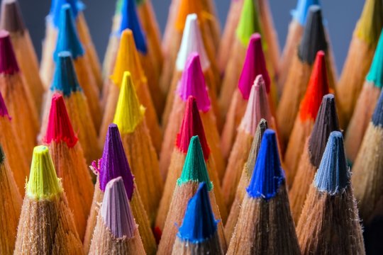 Closeup Of Sharpened Pencils Of Different Colors