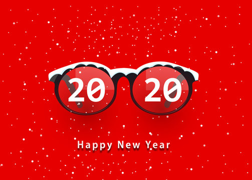 Glasses And 2020. Happy New Year 2020. 2020 On Glasses