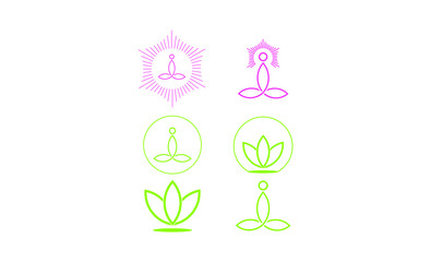 Yoga Logo abstract Man or woman  sitting Lotus pose design vector template Linear style. SPA Beauty Healthcare Zen Harmony Logotype concept icon monoline