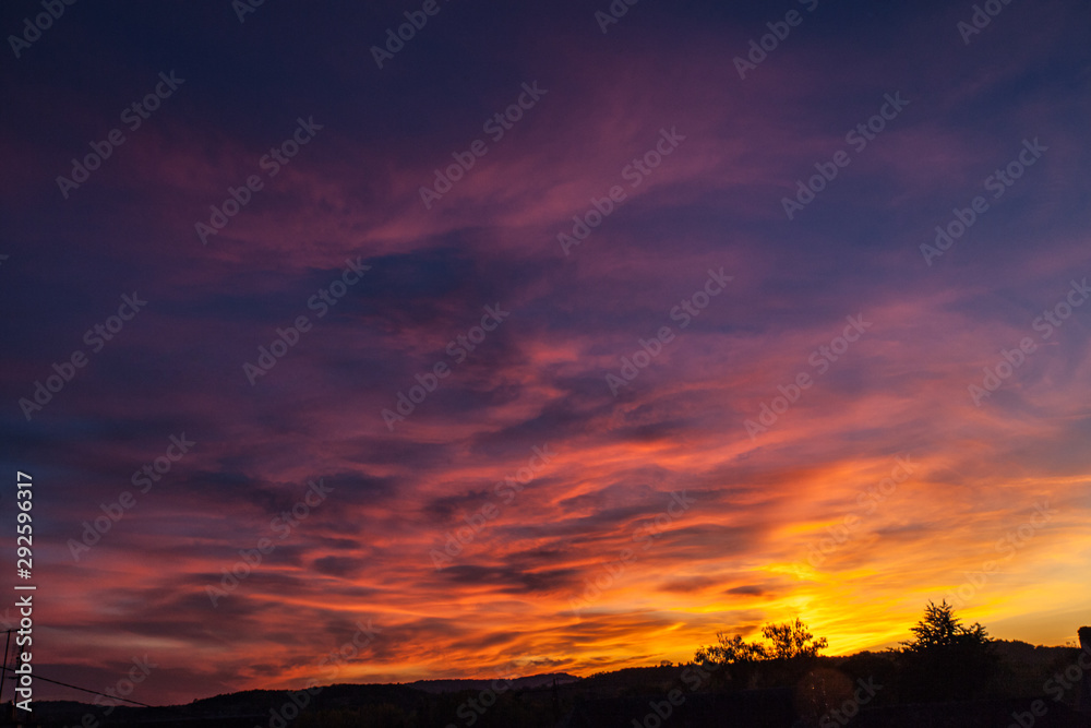 Sticker Allassac (Corrèze, France) - Coucher de soleil flamboyant