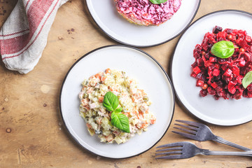 Assortment salad of Russian cuisine
