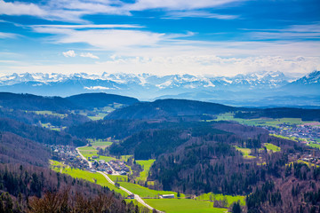 Panorama Alps And Towns Wettswil