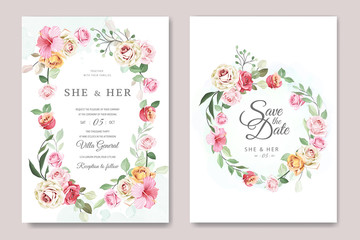 invitation card with floral wreath template
