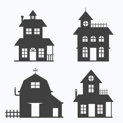 Set of house on white background, vector illustration