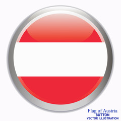 Bright button with flag of Austria. Happy Austria day background. Bright illustration with flag and white background.