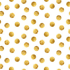 Gold glitzernde Konfetti Polka Dot nahtlose Muster isoliert auf weiss.