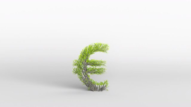 Growing Tree in a shape of a euro sign. 3D rendering.